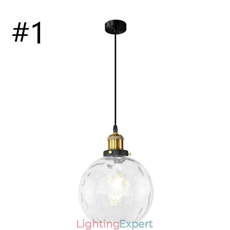 Contemporary Glass Pendant Light Round Water Pattern Glass Pendant Lamp