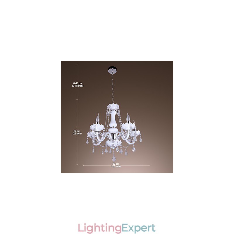 Elegant Crystal Chandelier with 5 Lights in White