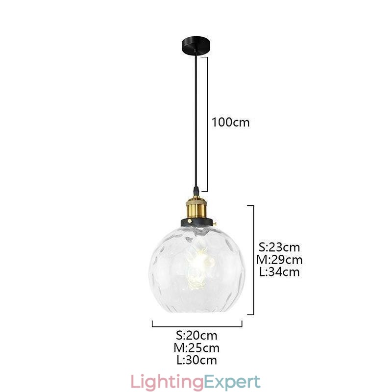 Contemporary Glass Pendant Light Round Water Pattern Glass Pendant Lamp