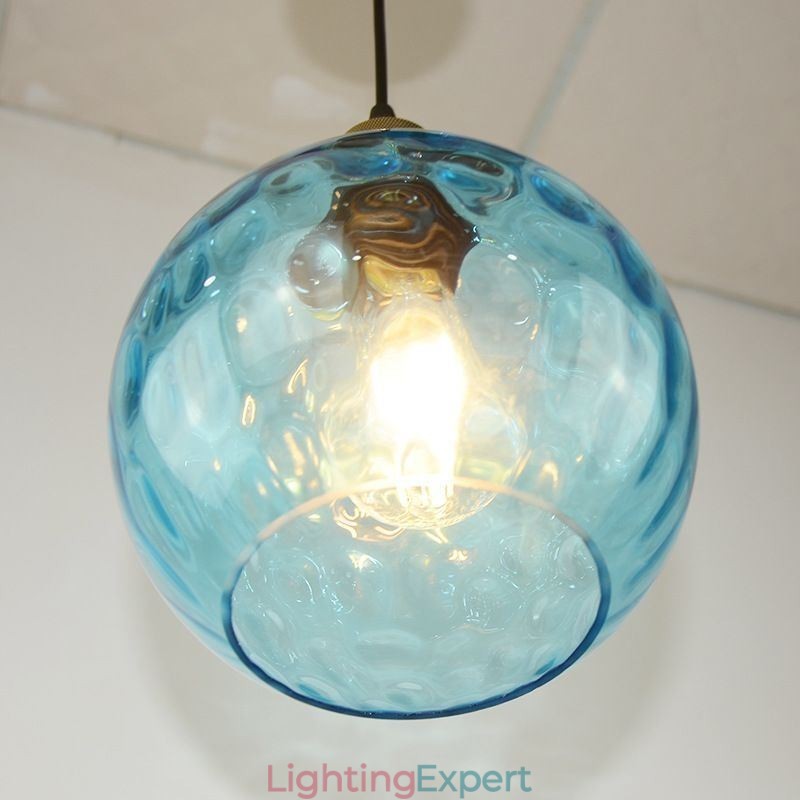 Contemporary Glass Pendant Light Round Water Pattern Glass Pendant Lamp