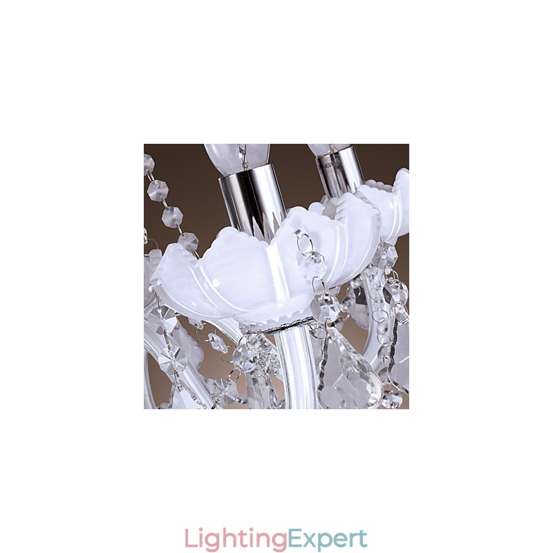 Elegant Crystal Chandelier with 5 Lights in White