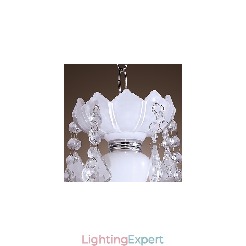 Elegant Crystal Chandelier with 5 Lights in White