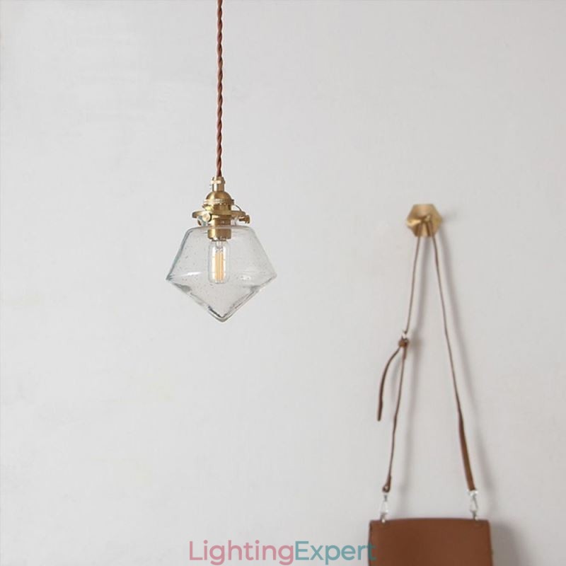 1 Light Diamond Glass Pendant Light Bubble Glass Light Fixture