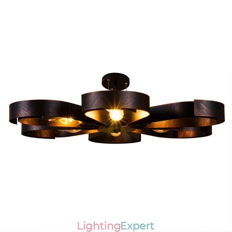 Modern Vintage Ceiling Light Iron Flower Shaped Pendant Light