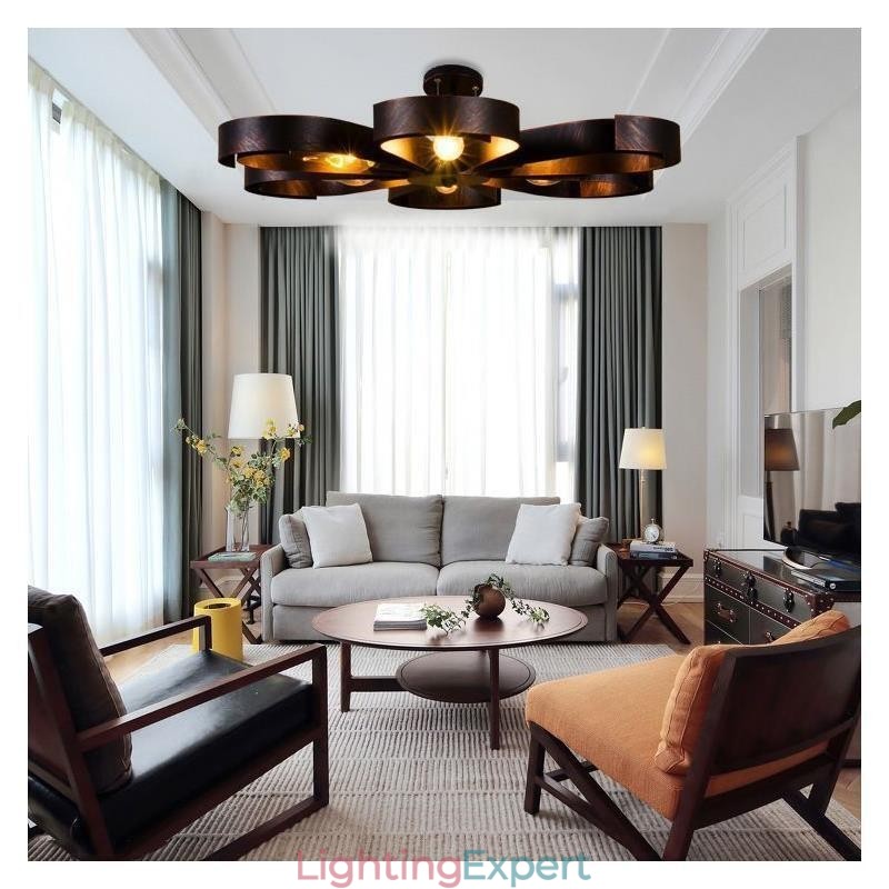 Modern Vintage Ceiling Light Iron Flower Shaped Pendant Light