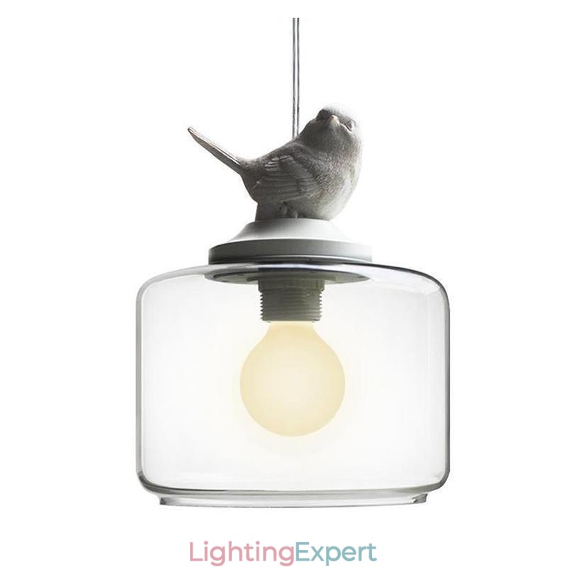 Retro Style Glass Pendant Light Little Bird Decorative Lighting