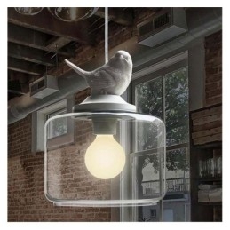 Retro Style Glass Pendant Light Little Bird Decorative Lighting
