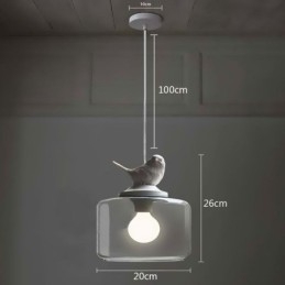 Retro Style Glass Pendant Light Little Bird Decorative Lighting