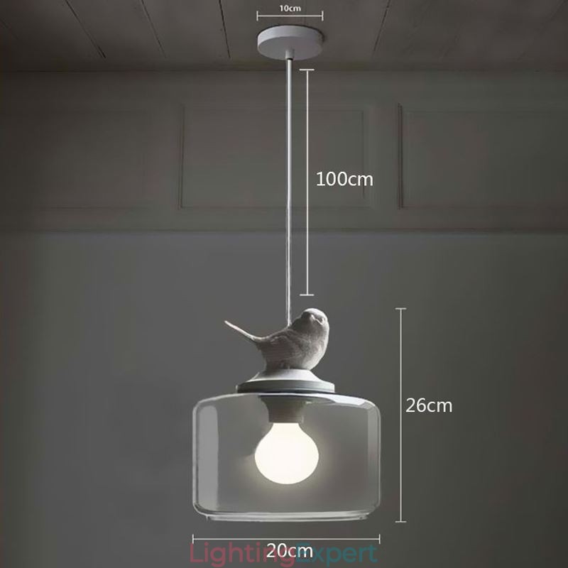 Retro Style Glass Pendant Light Little Bird Decorative Lighting