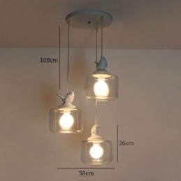 Retro Style Glass Pendant Light Little Bird Decorative Lighting