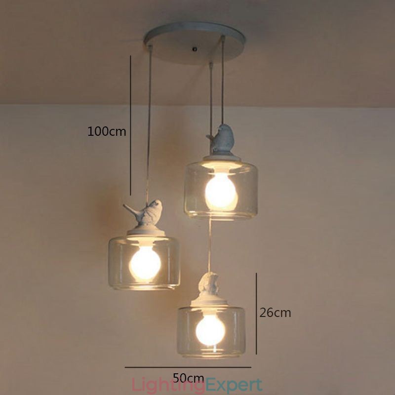 Retro Style Glass Pendant Light Little Bird Decorative Lighting