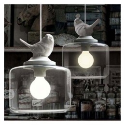 Retro Style Glass Pendant Light Little Bird Decorative Lighting
