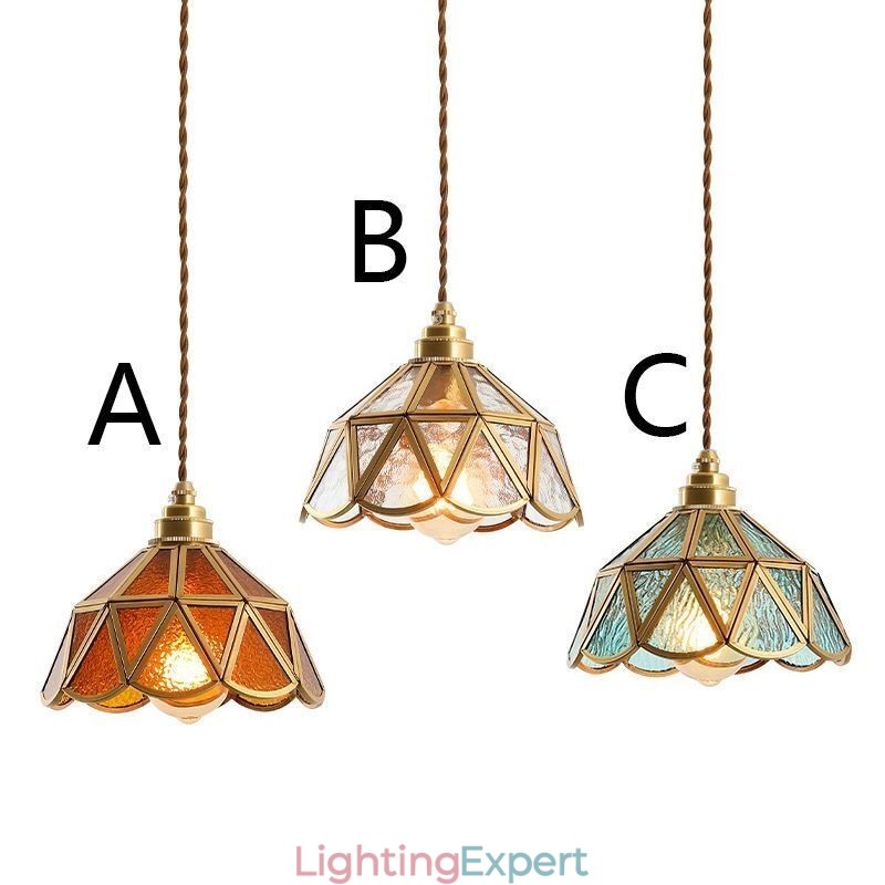 Retro Glass Pendant Light Japanese Style Glass Ceiling Light