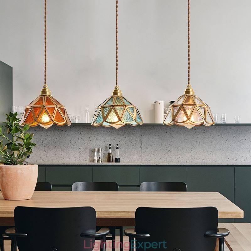 Retro Glass Pendant Light Japanese Style Glass Ceiling Light