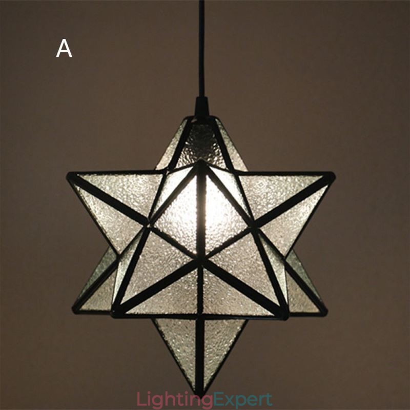 European Stained Glass Pendant Light Creative Star Pendant Lamp