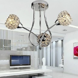 Modern Shining 3 Light Flush Mount In Crystal Design