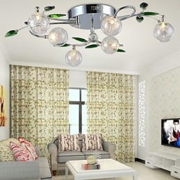 Chandelier 6 Light Country Aluminum Glass Chrome