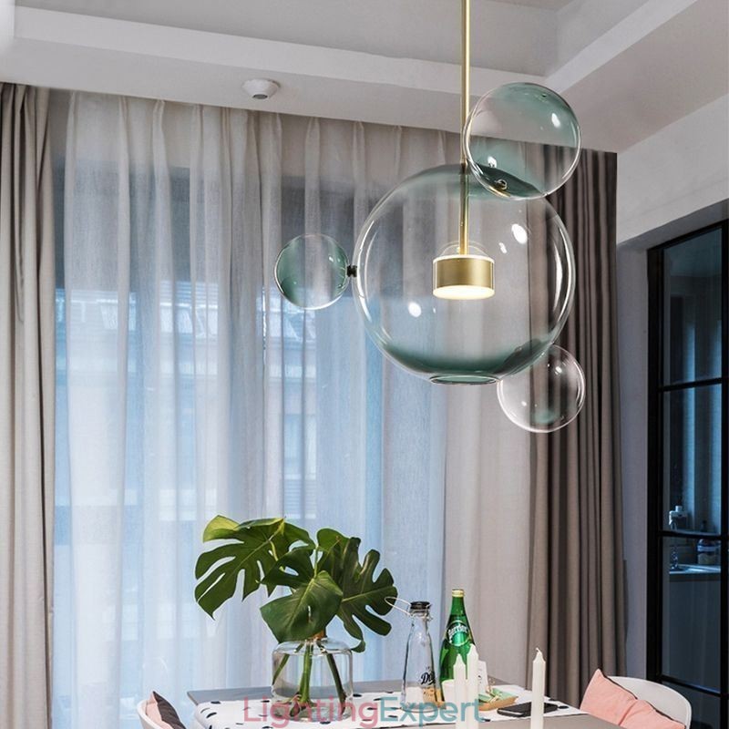 Pendant Light Glass Bubble Ceiling Light Gradient Green Lamp