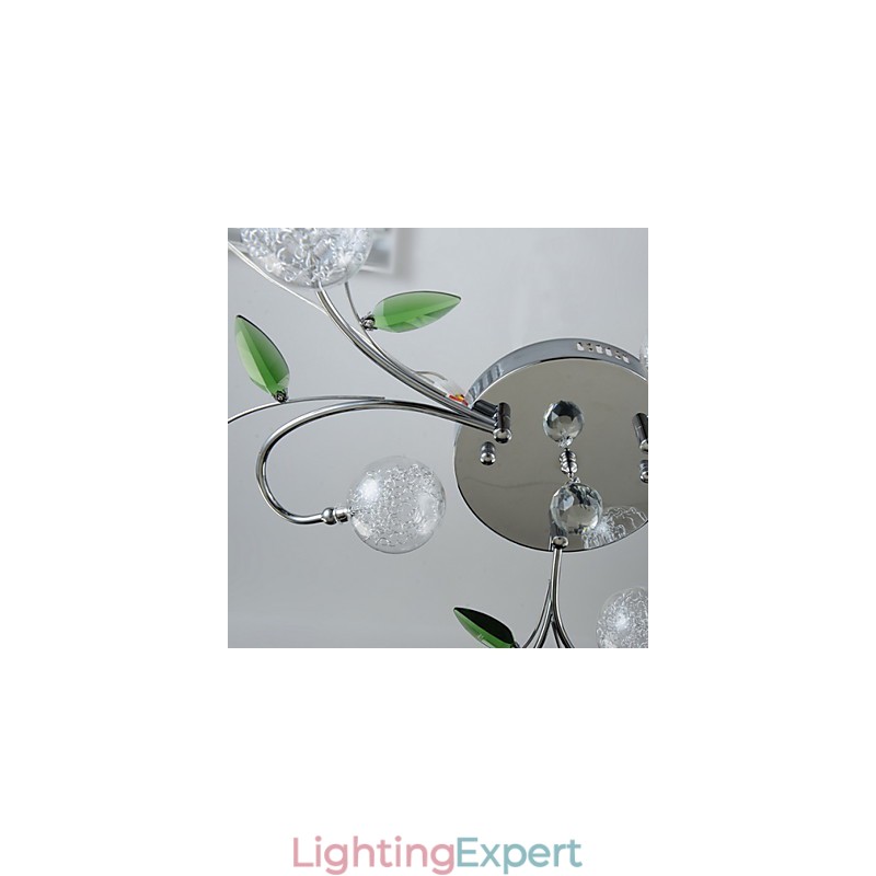 Chandelier 6 Light Country Aluminum Glass Chrome