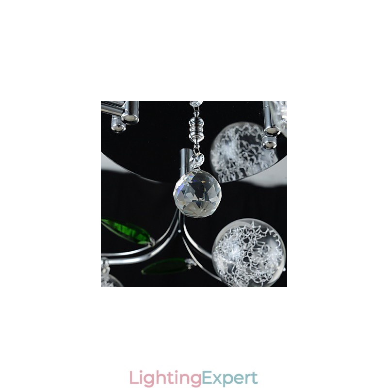 Chandelier 6 Light Country Aluminum Glass Chrome