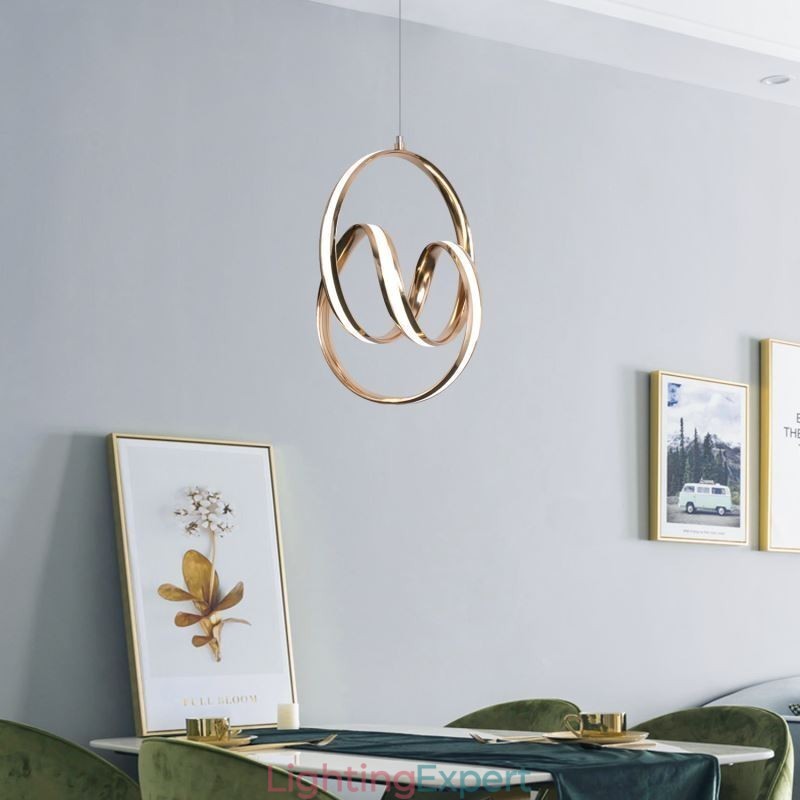Modern Minimalist Pendant Lamp Unique Circular Twist Light Fixture Island
