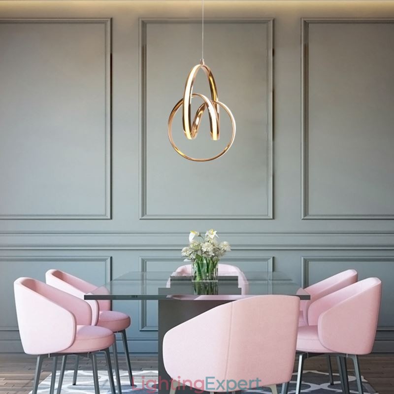 Modern Minimalist Pendant Lamp Unique Circular Twist Light Fixture Island