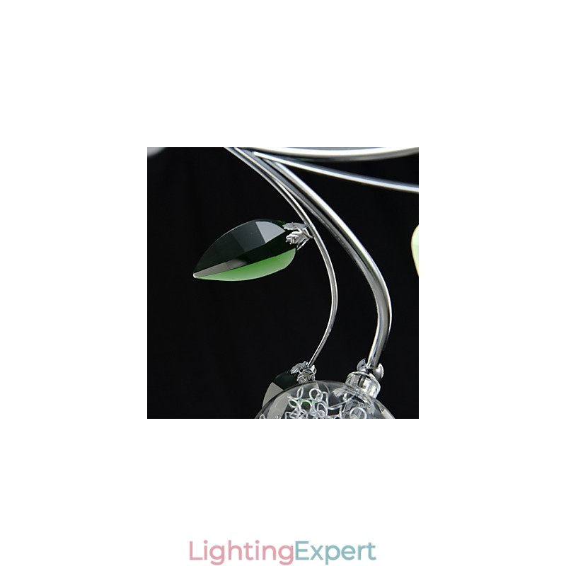Chandelier 6 Light Country Aluminum Glass Chrome