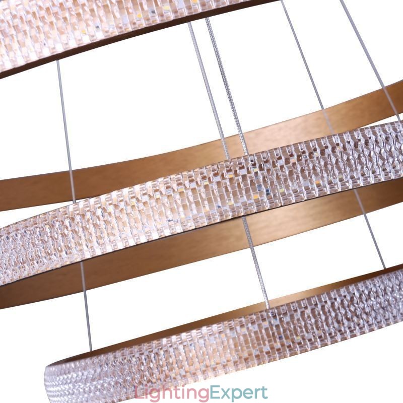Modern Pendant Light Acrylic 3 Rings Lamp 80+60+40cm