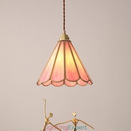 Japanese Style Glass Pendant Light Retro Petal Light Fixture