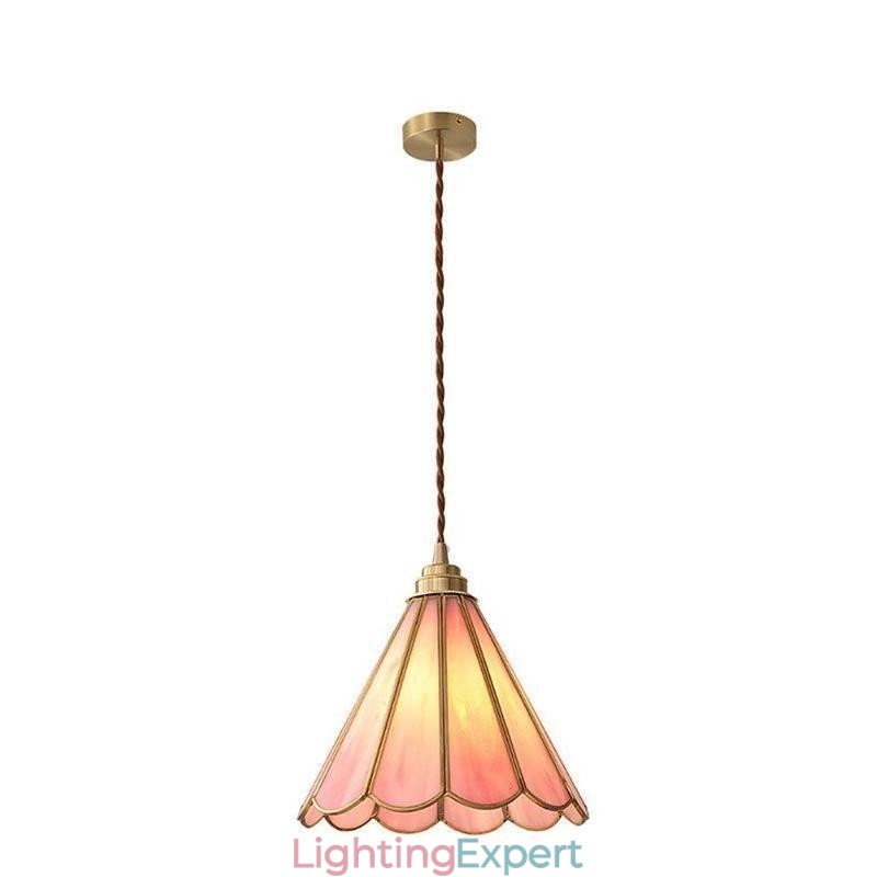 Japanese Style Glass Pendant Light Retro Petal Light Fixture
