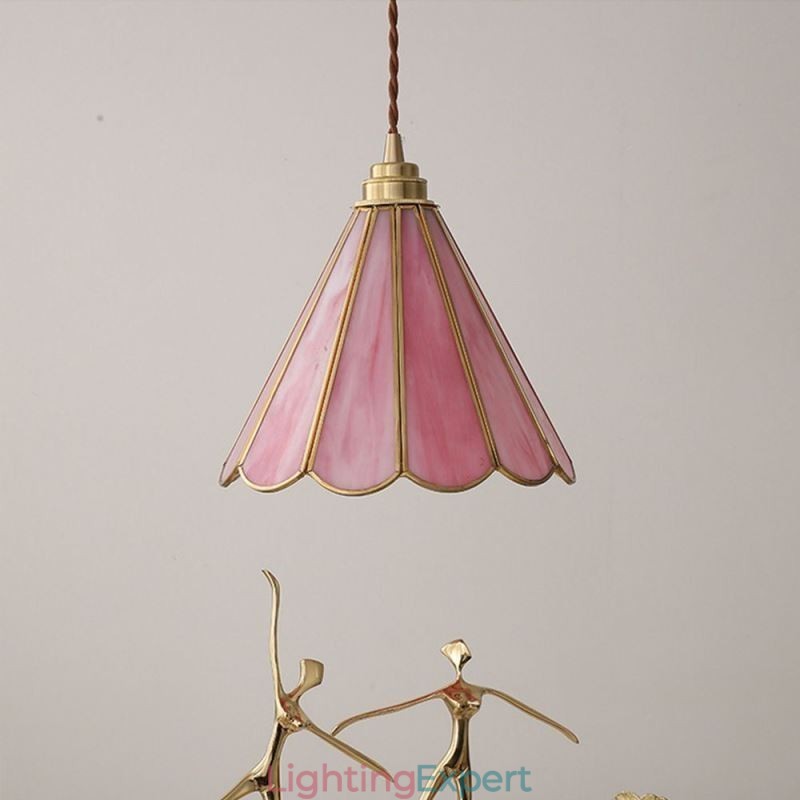 Japanese Style Glass Pendant Light Retro Petal Light Fixture