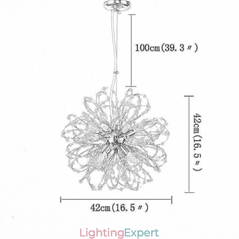 Dandelion Crystal Pendant Light Elegant Chandelier