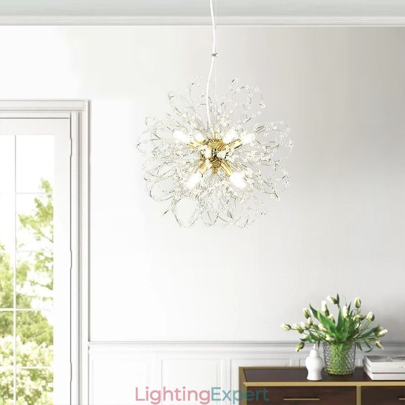 Dandelion Crystal Pendant Light Elegant Chandelier