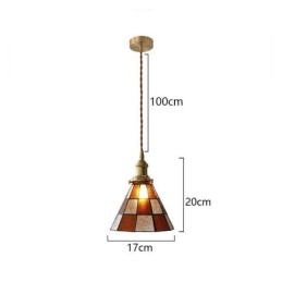 Retro Lattice Glass Pendant Lamp Japanese Style Lighting