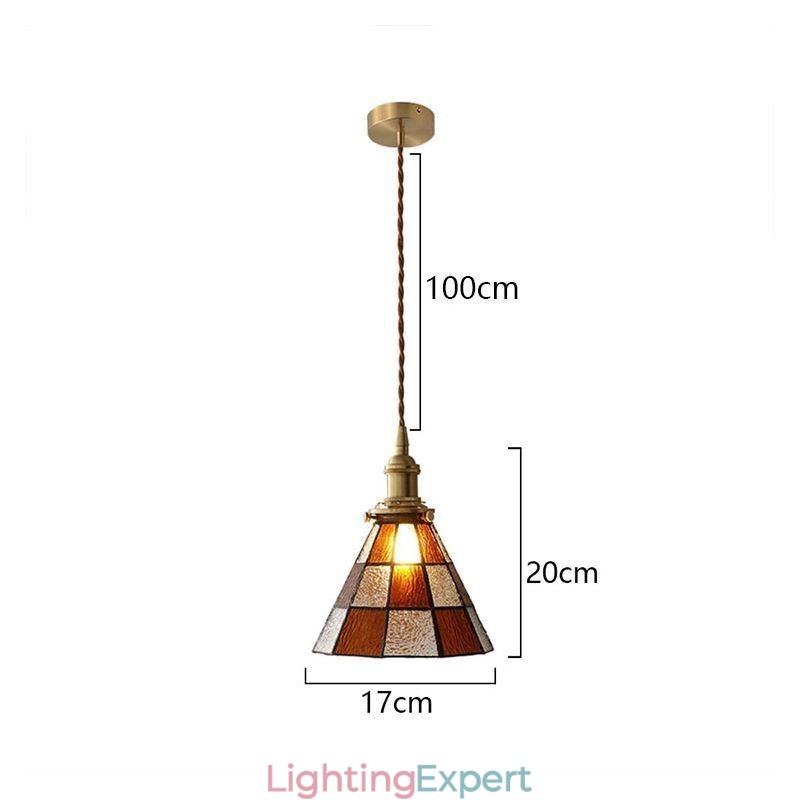 Retro Lattice Glass Pendant Lamp Japanese Style Lighting
