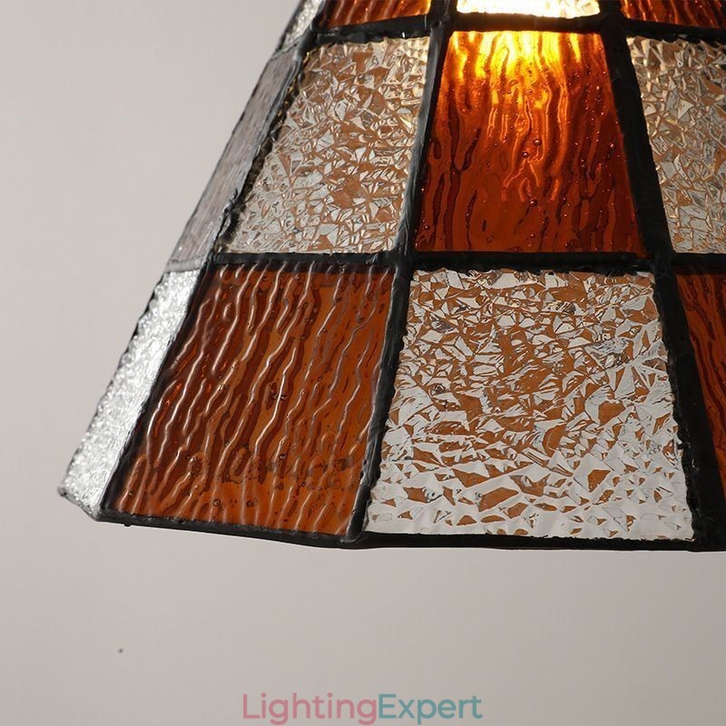 Retro Lattice Glass Pendant Lamp Japanese Style Lighting