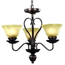 3 light Glass Chandelier