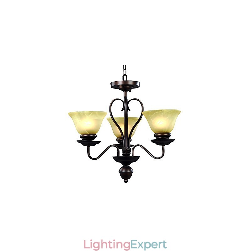 3 light Glass Chandelier