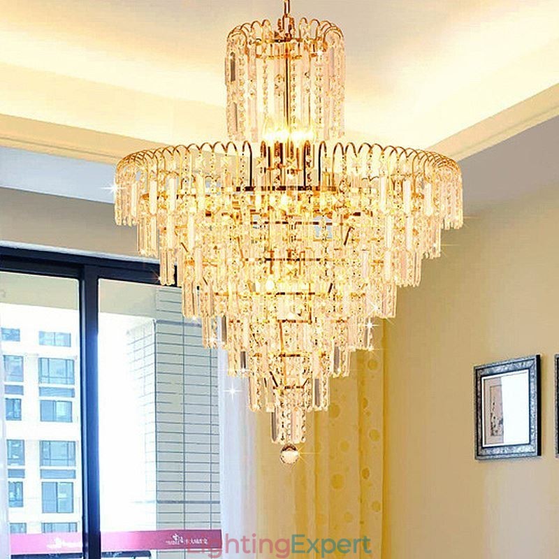 Modern Elegant Crystal Pendant Light Conical Chandelier