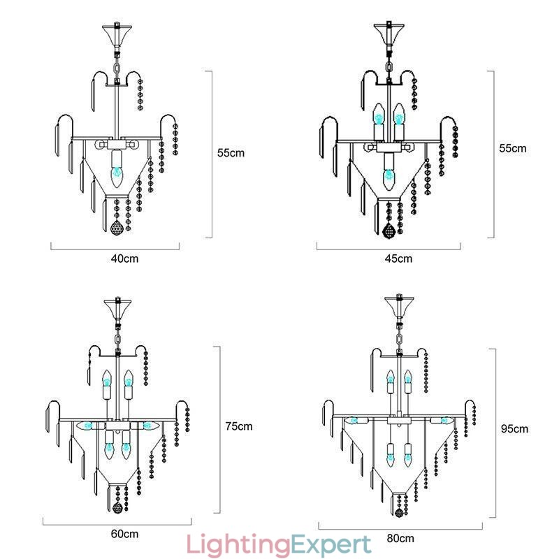 Modern Elegant Crystal Pendant Light Conical Chandelier