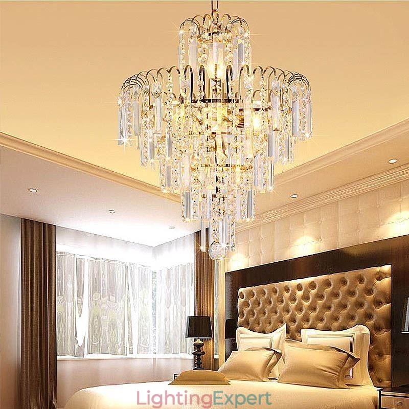Modern Elegant Crystal Pendant Light Conical Chandelier