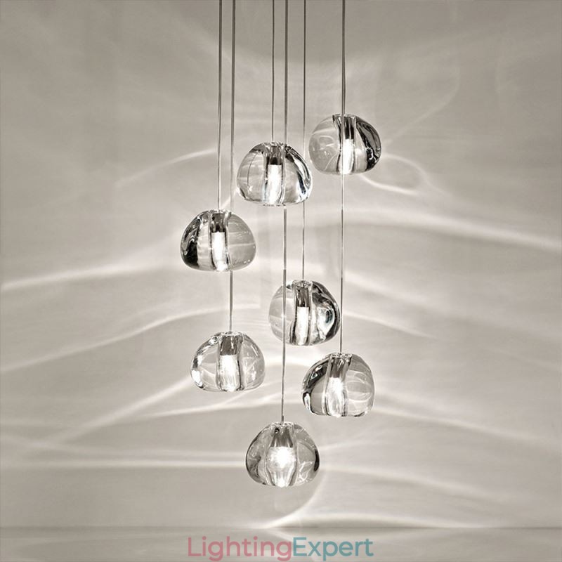 Modern Crystal Cluster Pendant Light Unique Crystal Lamp Shade Duplex Stair