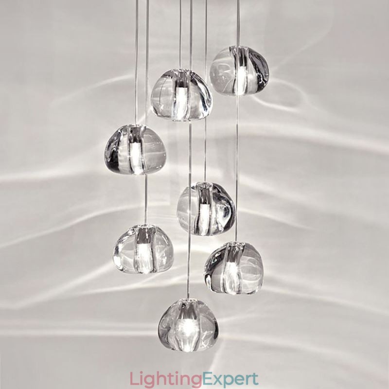 Modern Crystal Cluster Pendant Light Unique Crystal Lamp Shade Duplex Stair