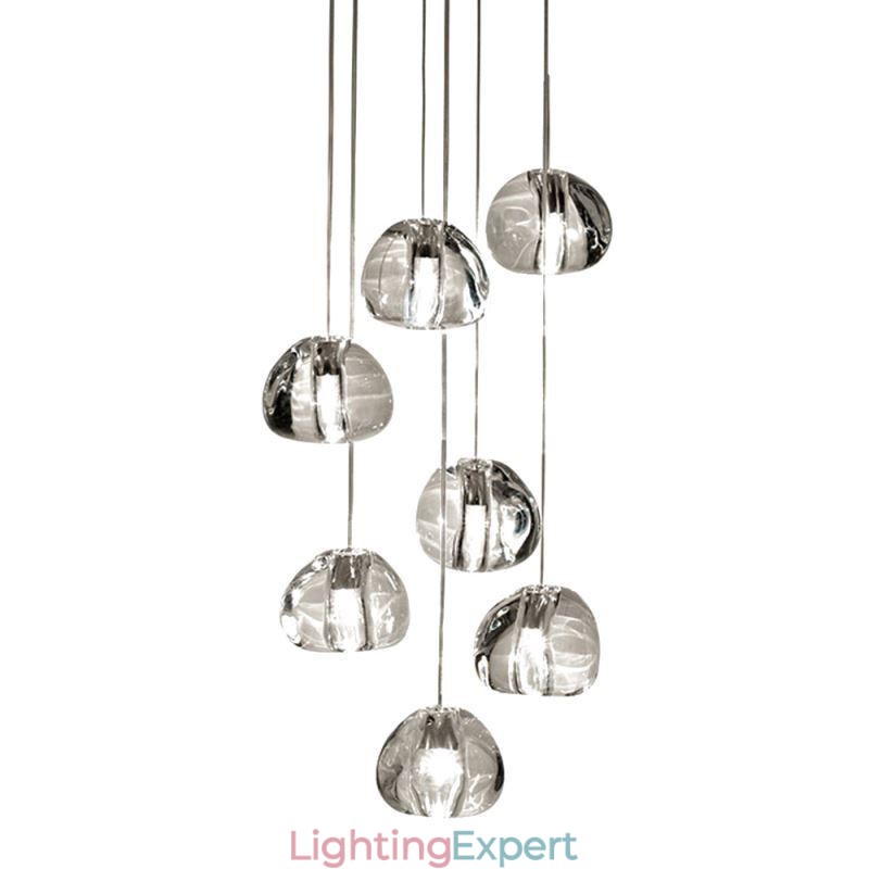 Modern Crystal Cluster Pendant Light Unique Crystal Lamp Shade Duplex Stair