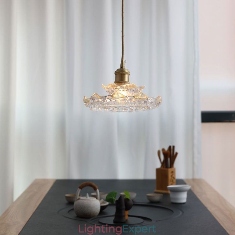 Japanese Style Glass Pendant Light Lotus Glass Pendant Lamp