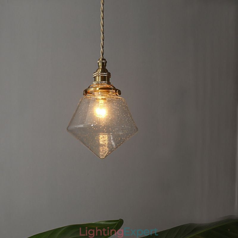 1 Light Diamond Glass Pendant Light Bubble Glass Light Fixture
