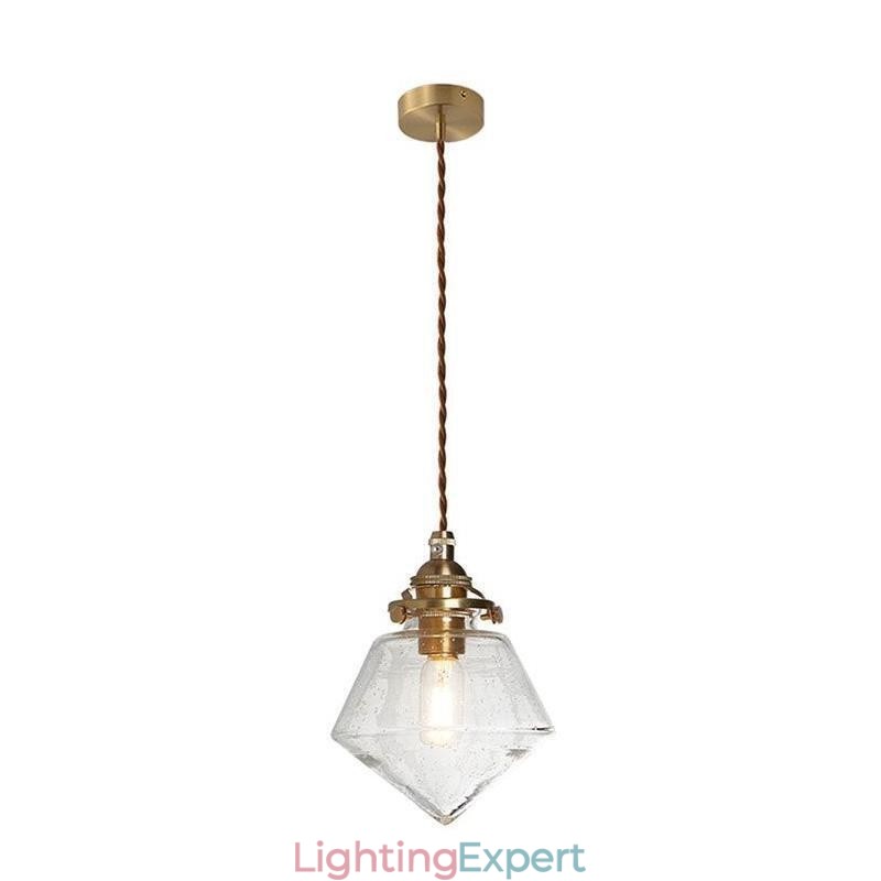 1 Light Diamond Glass Pendant Light Bubble Glass Light Fixture