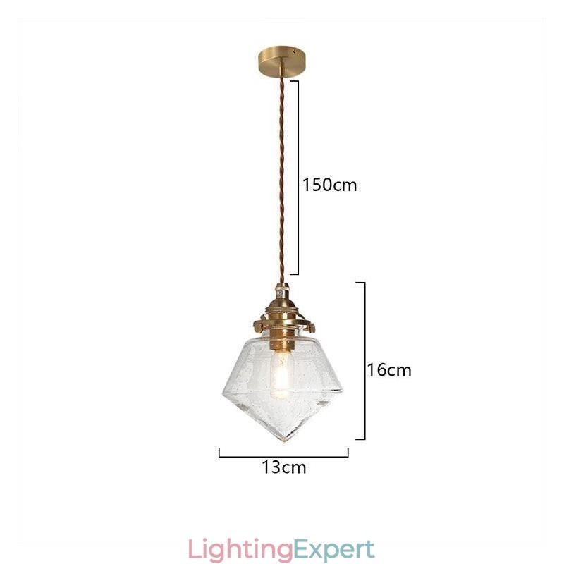 1 Light Diamond Glass Pendant Light Bubble Glass Light Fixture