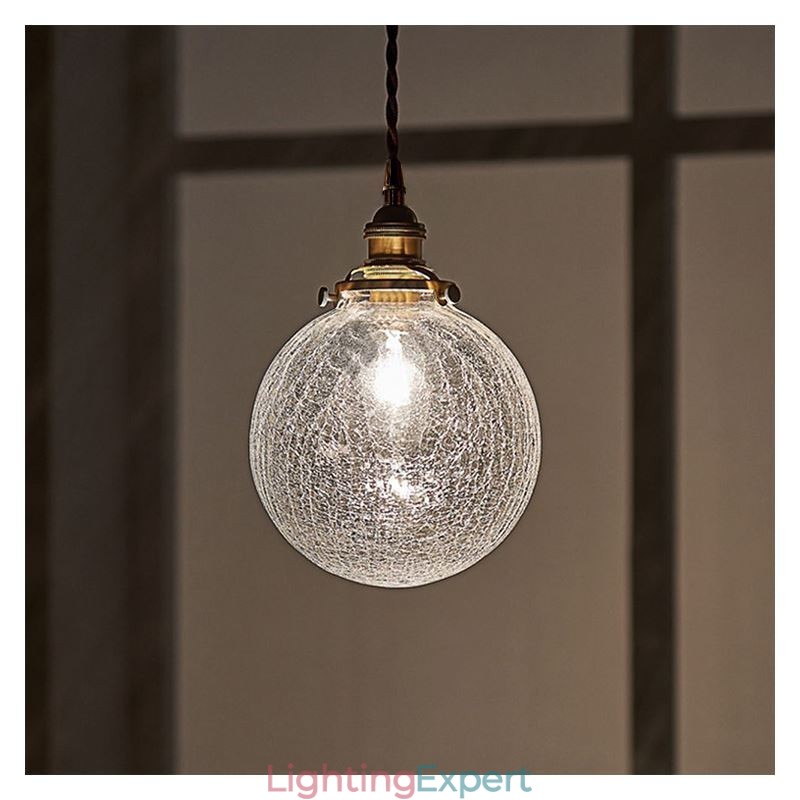 Glass Pendant Light Modern Crackle Ceiling Light Fixture