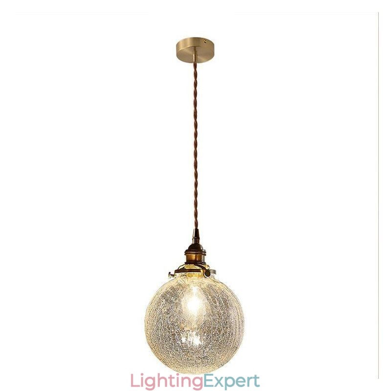Glass Pendant Light Modern Crackle Ceiling Light Fixture